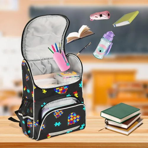 Miniatura 6 de Mochila con tira reflectante para niños y niñas, bolsa de escuela primaria, correa extraíble para el pecho, autismo, Bolsa de libros