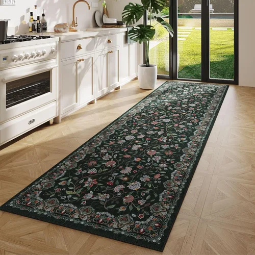 Miniatura 94 de Rugcomf Alfombra de pasillo de 2 x 6 pies, lavable, bohemio, suave, antideslizante, no desprende pelusa, lana sintética, estilo vintage para cocina