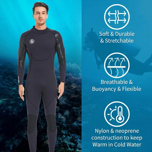 Miniatura 2 de BEEK - Traje de neopreno para hombre y mujer, de 0.118 pulgadas, con cremallera trasera, ultra elástico, manga larga, cuerpo completo, cálido