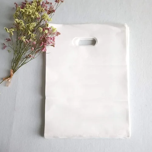 Miniatura 6 de APQ - Paquete de 500 bolsas de compras blancas con mango troquelado de 15 x 18 x 4 pulgadas de grosor de 1,25 mil. Bolsas de polietileno de baja