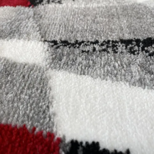 Miniatura 2 de 2305 Alfombra abstracta moderna roja, negra, y beige, Polipropileno, Gris