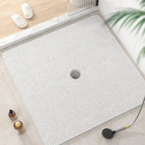 Miniatura 19 de HITSLAM - Tapete cuadrado para ducha, de 24 x 24 pulgadas, tapete de baño antideslizante para bañera, tapetes de baño de alcachofa de PVC suave