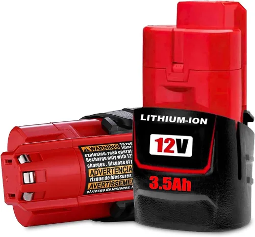 Milwaukee - Paquete de 2 baterías de repuesto de 3500mAh 48-11-2440 para Milwaukee de 12 V, litio 48-11-2420 48-11-2430 48-11-2450 48-11-2460