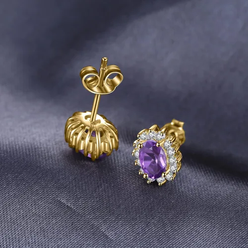 Miniatura 3 de JewelryPalace Aretes tipo dormilona de la princesa Diana Kate Middleton con piedra natal con piedra natal de zafiro esmeralda y rubí para mujer