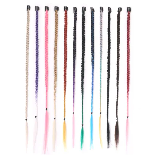 Miniatura 7 de Extensiones de cabello trenzado, 5 piezas de trenzas de bebé con fleco frontal, cabello largo trenzado, cabello natural suave para mujeres, uso