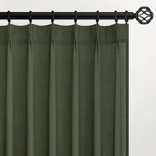 Miniatura 34 de Topfinel 2 paneles de cortinas plisadas de lino beige y blanco de 63 pulgadas de largo, para dormitorio y sala de estar, cortinas semitransparentes