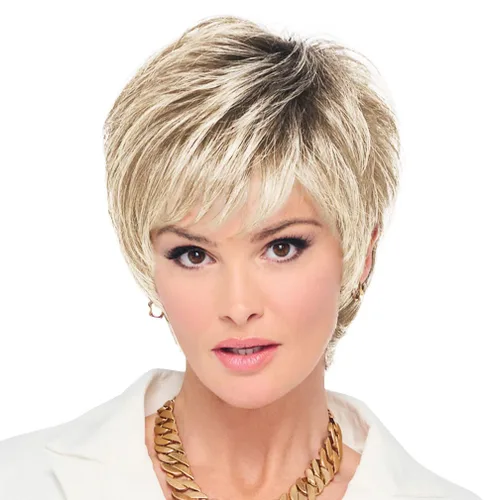 Miniatura 25 de Raquel Welch - Peluca corta Bob atada a mano feroz y enfocada por Hairuwear, gorra de tamaño medio, castaño iluminado por el sol RL10/12