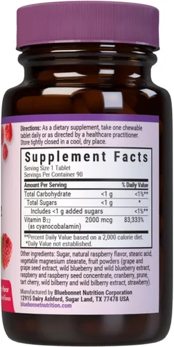 Miniatura 2 de BlueBonnet Nutrition Earth Sweet Vitamina B12 1000 mcg y ácido fólico 400mcg – Salud cerebral y vitaminas energéticas para mujeres y hombres