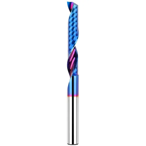 EANOSIC Fresadora de carburo sólido de una sola flauta vástago de 1/4", CNC fresadora en espiral de corte ascendente extra larga de 3" broca O para