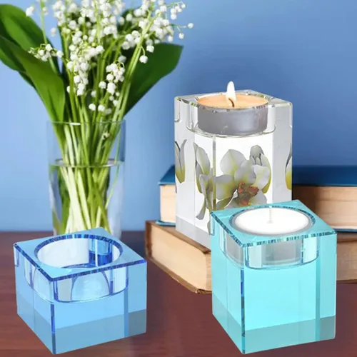 Miniatura 5 de 3 moldes de resina para velas, moldes cuadrados de silicona para portavelas para candelitas, fundición de resina epoxi, yeso de bricolaje, cemento