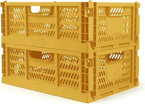 Miniatura 8 de Domiella Paquete de 2 Cajas para Almacenamiento, Cajas de Almacenamiento de Plástico Apilables, Caja Plegable para Oficina Hogar Cocina Dormitorio