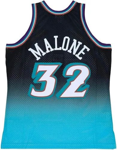 Miniatura 2 de Mitchell & Ness Camiseta deportiva Fadeaway Swingman con cuello en V para hombre, 1996, baloncesto, atlético, color negro, azul