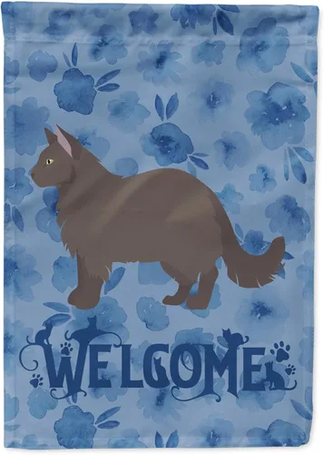 Miniatura 348 de Caroline's Treasures CK4813CHF - Bandera de bienvenida con gato abisinio azul, manga grande, para porche, para colgar en la pared, poliéster