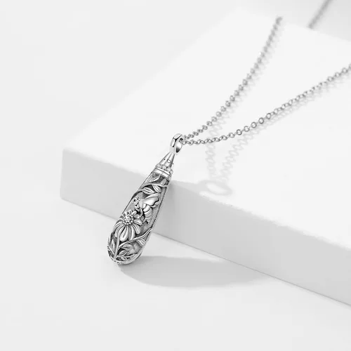 Miniatura 141 de Collar con colgante de urna de cenizas de cremación y árbol de la vida para mujer, plata de ley US1
