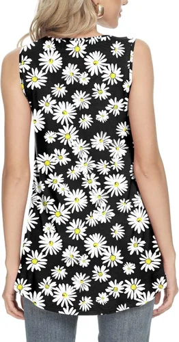 Miniatura 3 de CATHY Camiseta sin mangas de verano para mujer, estilo casual, plisada, holgada, cómoda