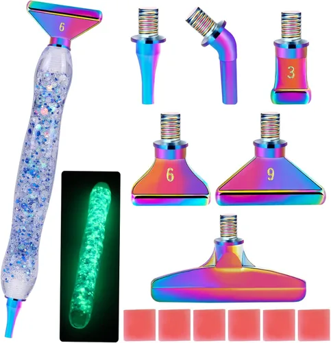 DoreenBow 13 Piezas Accesorios de Pluma para Pintura de Arte de Diamante - Puntas Multi Colocador, Herramientas Luminosas de Pintura de Arte de