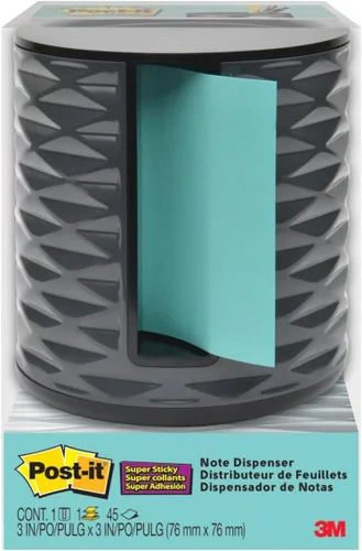 Miniatura 5 de Post-it Dispensador de notas, diseño vertical, notas emergentes, negro con patrón geométrico gris, 1 bloc de notas súper pegajoso Aqua Splash de 3 x