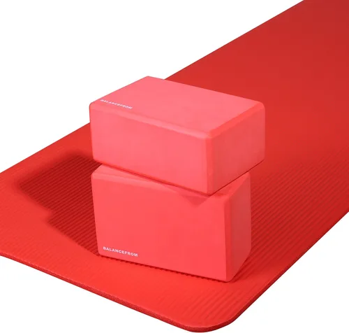 Miniatura 5 de BalanceFrom GoYoga - Juego de 2 bloques de yoga de alta densidad, 9 x 6 x 4 pulgadas cada uno Rojo