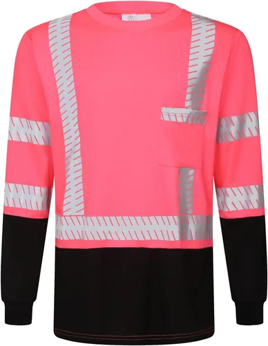 Miniatura 7 de Camisas de seguridad Hi Vis con tiras reflectantes, camisas de construcción de fondo negro para hombres y mujeres Púrpura