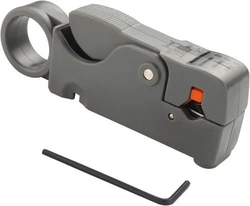 Miniatura 11 de Utoolmart Herramienta de corte de cable coaxial coaxial giratorio para RG58/59/62/6/3C2V/5C Pelacables Gris con bolsa 1 unids