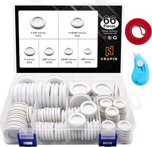 Miniatura 11 de Vrupin Kit Surtido de 66 Ojales de Goma, Tapones para Orificios de Taladro Cortafuegos Protección de Cables, 6 Tamaños 1-13/16" 1-1/2" 1" 7/8" 5/8