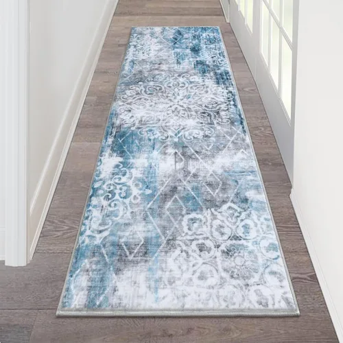 Miniatura 46 de HEBE Alfombra Pasillo 2'x10' Lavable Vintage Desgastada Alfombras de Área Antideslizante Alfombra de Lavandería Boho Alfombras de Piso para Pasillos