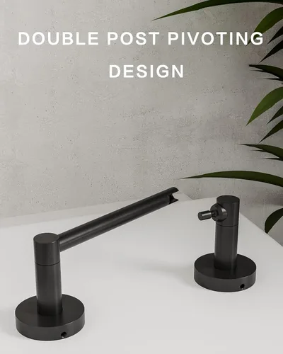 Miniatura 2 de Soporte de papel higiénico negro mate para baño, soporte de rollo de papel giratorio de doble poste de acero inoxidable y aleación de zinc, montaje