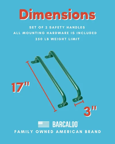 Miniatura 2 de Accesorios de patio de recreo de 17 pulgadas, asas de seguridad de metal, barras de agarre largas verdes para escaleras, gimnasio de la selva