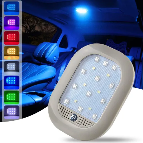 Luz LED Mejorada para Interior de Automóvil, Luz de Área de Carga para Camión, 8 Colores, Lámparas de Lectura Recargables USB, Luces de Cúpula