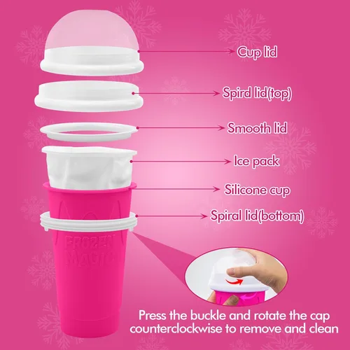 Miniatura 3 de Taza de 500ML para Slushie Maker, Tazas mágicas de congelación rápida para batidos caseros y helados, Taza de Slushy Maker de doble capa y presión