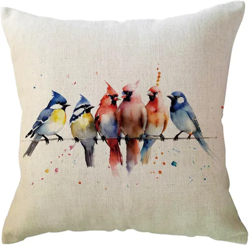 Miniatura 9 de ULOVE LOVE YOURSELF Fundas de almohada decorativas con diseño de pájaros en acuarela, bonitos pájaros, funda de cojín para descansar en alambre