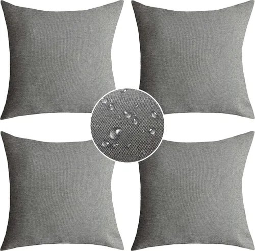 Miniatura 22 de Demetex Fundas de almohada de exterior de 16 x 16 pulgadas, impermeables, fundas de almohada decorativas de lino para sala de estar, balcón, jardín