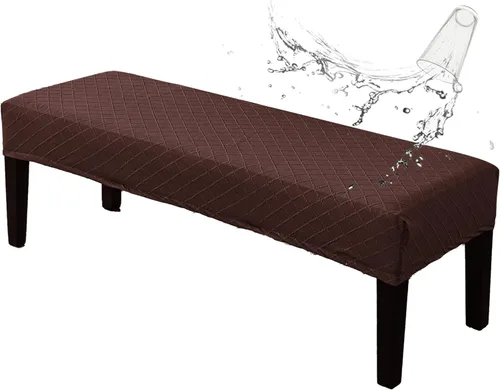 Miniatura 33 de Genina Fundas impermeables para banco de comedor, protector de asiento de banco de jacquard elástico, funda de banco rectangular para dormitorios