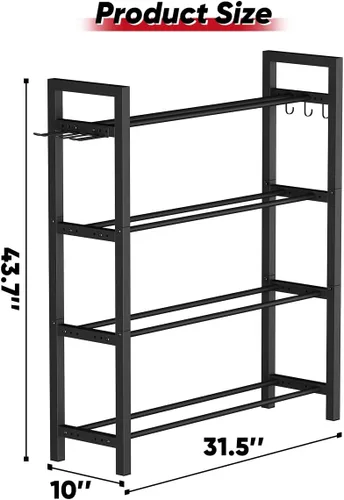 Miniatura 4 de Soporte ajustable para mancuernas y pesas rusas, organizador de metal resistente para entrenamiento de gimnasio en casa con gancho para accesorios