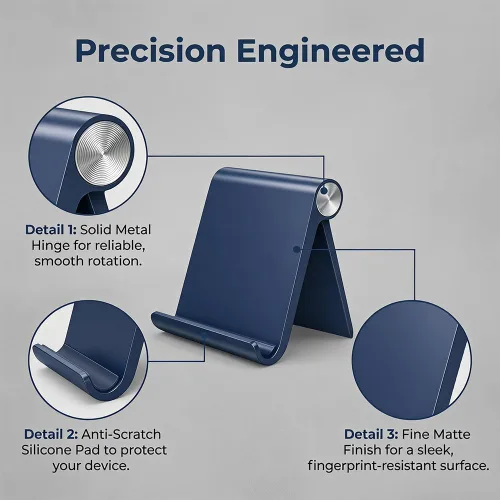 Miniatura 2 de Soporte para tableta, soporte plegable ajustable para teléfono celular, compatible con la mayoría de iPad y teléfonos inteligentes, accesorio