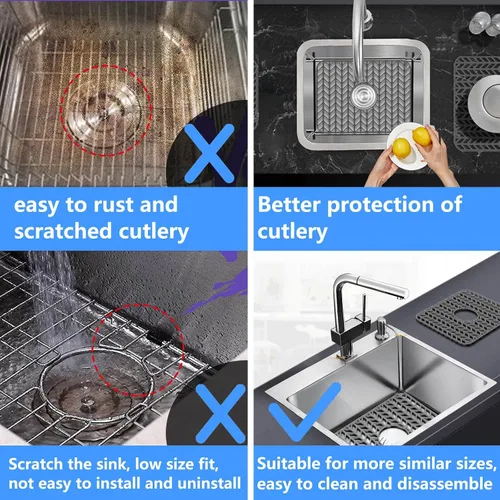 Miniatura 5 de Protectores de Fregadero para Fregadero de Cocina 12" 13" 16" 18" 19" 24" 26" 28" 29" 30" Alfombrilla de Silicona para Fregadero Alfombrilla