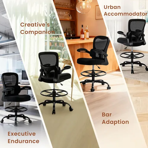 Miniatura 8 de AreShark Silla de Oficina para Dibujo - Silla de Oficina Alta Ergonómica con Reposapiés Ajustable - Silla de Escritorio de Altura de Barra Ajustable