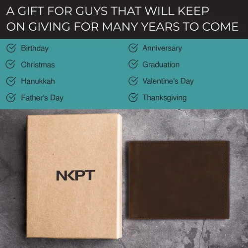 Miniatura 6 de NKPT - Cartera plegable de piel para hombre, alta capacidad RFID, cartera Rfid, talla única
