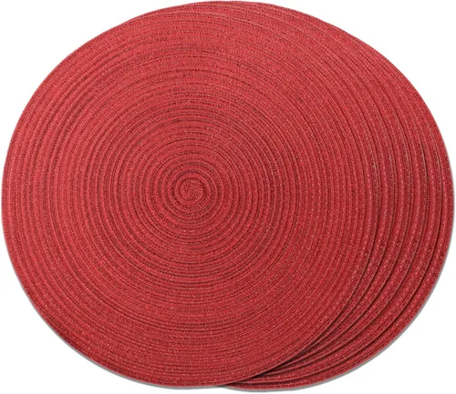Miniatura 40 de FunWheat Juego de 4 manteles individuales redondos trenzados para mesas de comedor, manteles tejidos resistentes al calor, 15 pulgadas