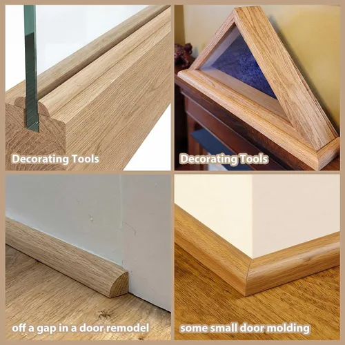 Miniatura 5 de DoubleFill Paquete de 2 Molduras de Cuarto Redondo de Roble Rojo 47'' × 1/2" × 1/2" Madera Dura Maciza Sin Acabar para Pisos, Zócalos, Gabinetes