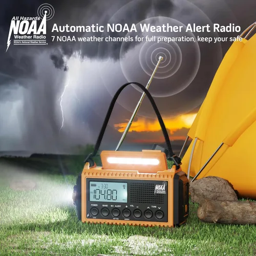 Miniatura 2 de Radio de emergencia, radio meteorológica digital 5000 con AM/FM/NOAA/SW, radio portátil de supervivencia SOS, radio de manivela solar alimentada por
