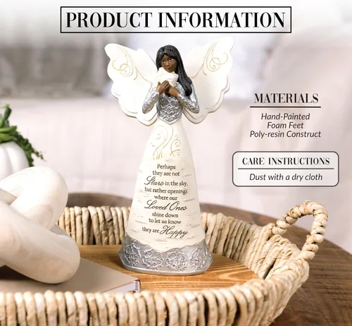 Miniatura 65 de Pavilion Gift Company 82433 Bless This Home - Figura de ángel ébano de 6 pulgadas, color crema