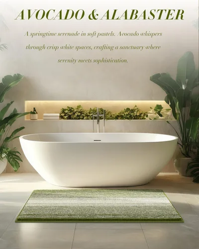 Miniatura 6 de BSICPRO Tapetes de baño de felpilla, 20 x 32 pulgadas, antideslizantes, absorbentes, suaves, peludos, para baño, lavables a máquina (salvia)