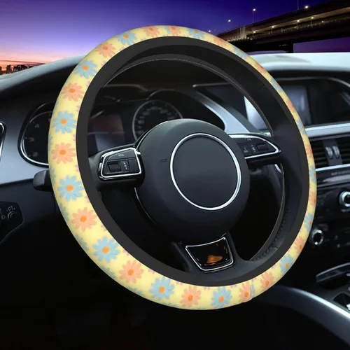 Miniatura 12 de Funda para volante con diseño de vaca, antideslizante, transpirable, absorbente de sudor, adecuada para SUV, camioneta, camión, automóvil