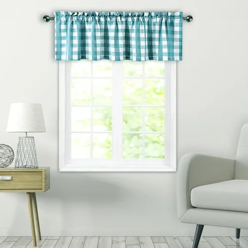 Miniatura 11 de Amzdecor Cortina de lino con cenefa a cuadros blancos y negros, con bolsillo para barra, rústica, para cocina, sala de estar, dormitorio, 1 panel