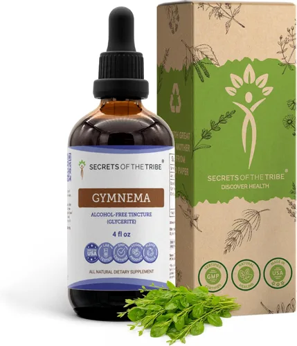 Secrets of the Tribe Gymnema Tintura Extracto líquido sin alcohol, Gymnema (Gymnema Sylvestre) Hoja seca (4 onzas líquidas)