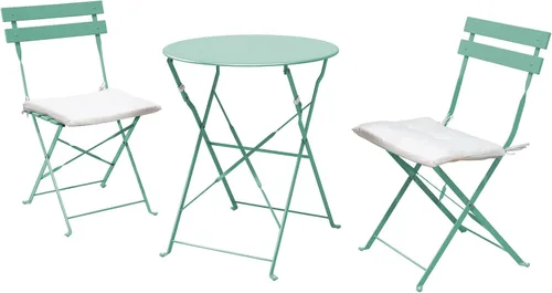 Grand patio Juego de muebles plegables de 3 piezas para exteriores con marco de acero de primera calidad, diseño portátil para bistró y balcón Verde