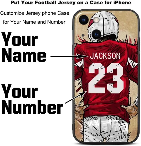 Miniatura 2 de Funda negra con nombre y número personalizado para iPhone 15 14 13 12 11 Xs Max XR 8 7 6 Plus 11 Pro Mini, con funda protectora para cámara
