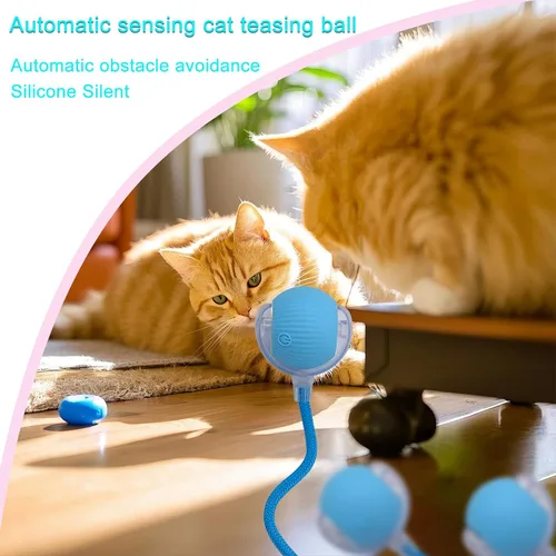 Miniatura 8 de Pelota interactiva de juguete para perros y gatos: pequeño juego para mascotas con luz LED y cola de cuerda para activar el movimiento, lindo regalo