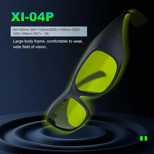 Miniatura 3 de Gafas de seguridad láser XI-04P Gafas de seguridad láser 200-450nm/800-1100nm/1000-1090nm Profesional OD7+YAG Gafas protectoras láser industriales